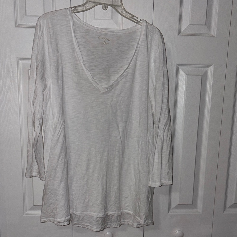 Lilly Pulitzer White V-Neck Etta 3/4 Sleeve Size XL